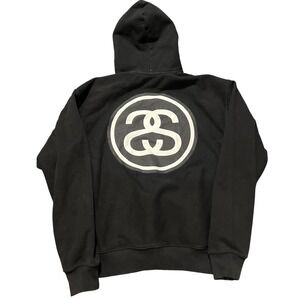 Stussy Mens Black SS Link Graphic Hoodie Pullover Sweatshirt Large